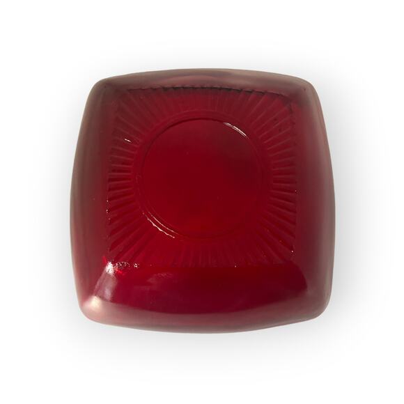 Anchor Hocking Glass Co. Charm Ruby Red 4-3/4" Square Dessert Bowl set of 3 Vtg - Picture 3 of 3